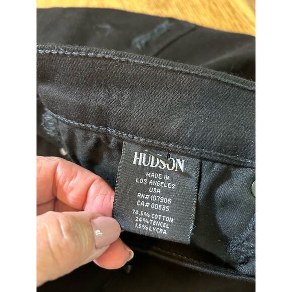 Hudson Nico Mid Rise Super Skinny Black Studded Detail Distressed Sz 27 NWOT - Picture 2 of 10